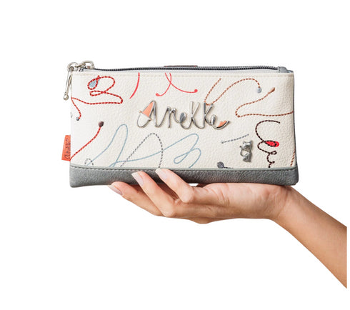 Portofel casual, dama, ANEKKE 40769-906, gri, piele ecologica